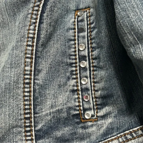 Y2K Earl Jeans Blue Denim Jacket with Rhinestone Buttons - Picture 7 of 12